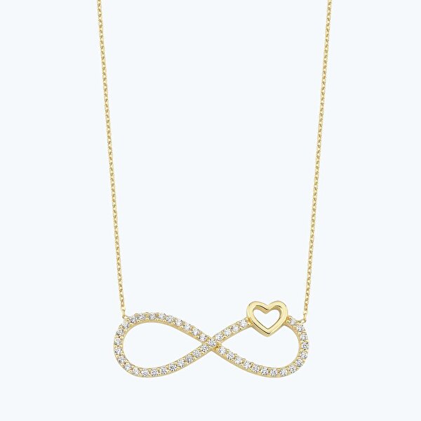 Altın Kalp Sonsuzluk Kolye