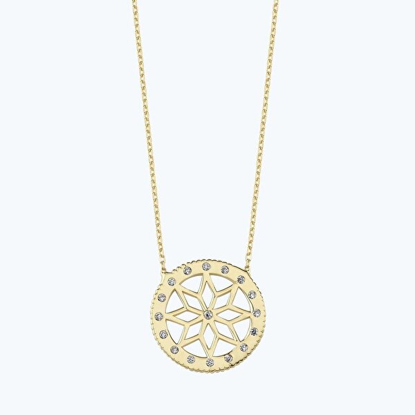 Altın Taşlı Kar Tanesi Kolye