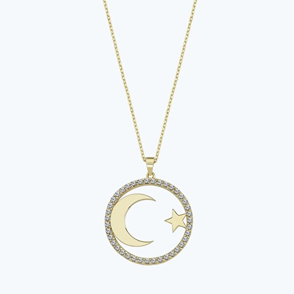 Altın Ay Yıldız Kolye