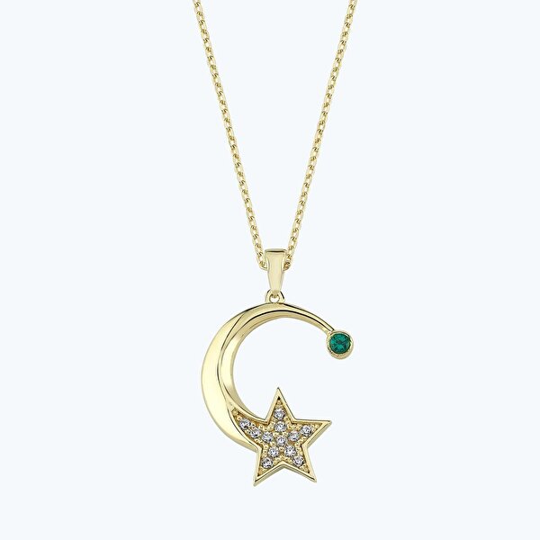 Altın Ay Yıldız Kolye