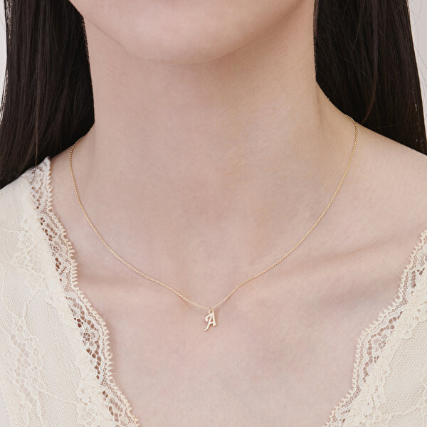 Altın A Harfi Kolye