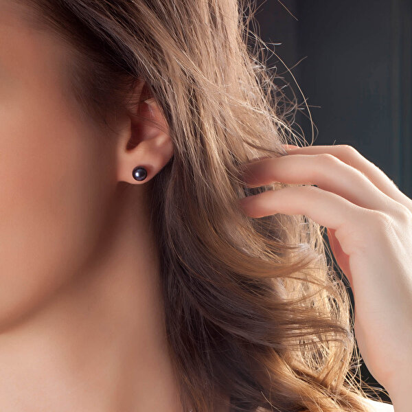 Altın Siyah İnci Küpe