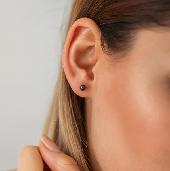 Altın Siyah İnci Küpe