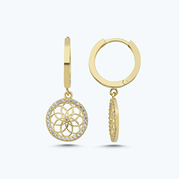 Altın Çiçek Halka Küpe