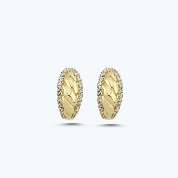 Altın Taşlı Halka Küpe