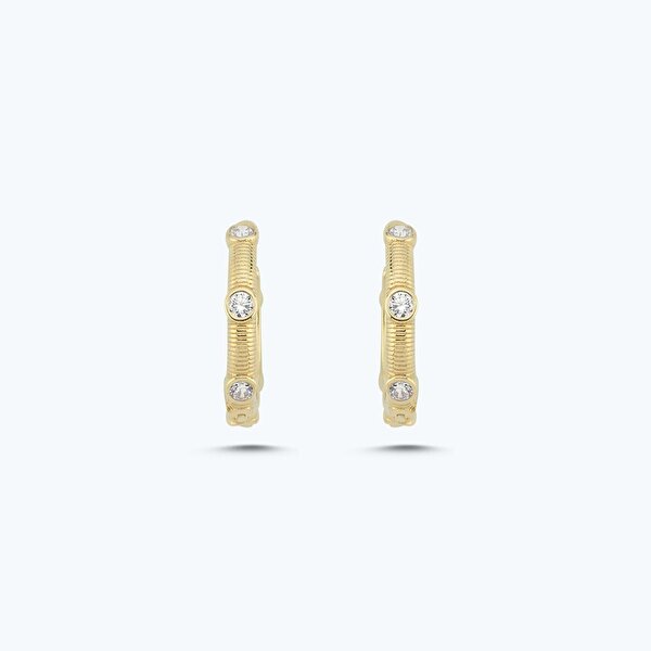 Altın Taşlı Halka Küpe