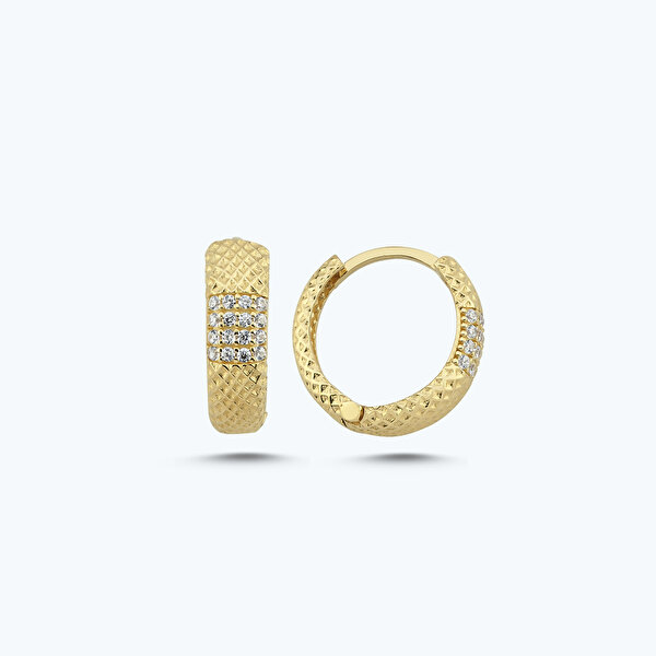 Altın Taşlı Halka Küpe