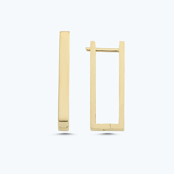 Altın Dikdörtgen Küpe