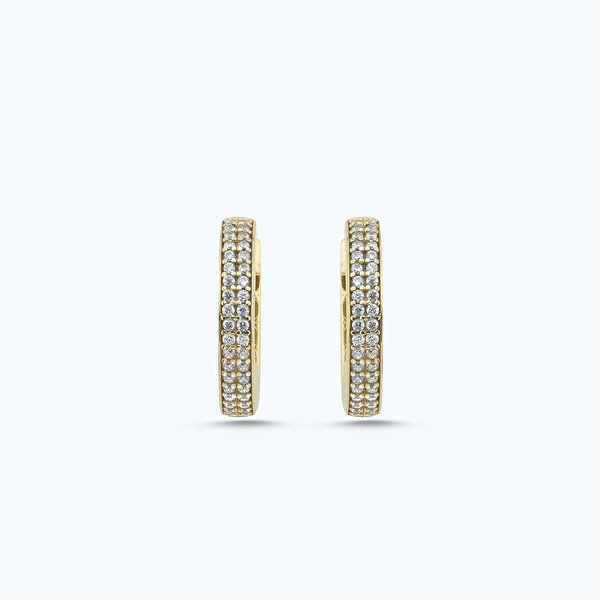 Altın Taşlı Halka Küpe