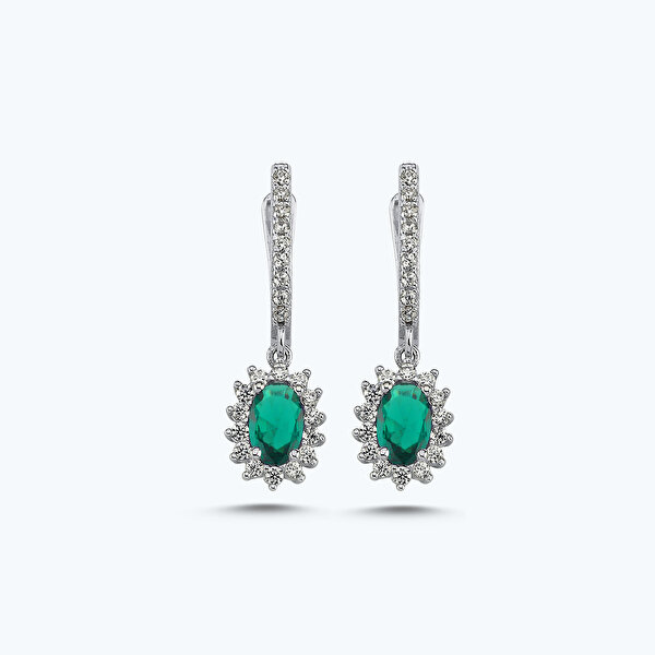 Yeşil Taşlı Altın Üçlü Oval Set