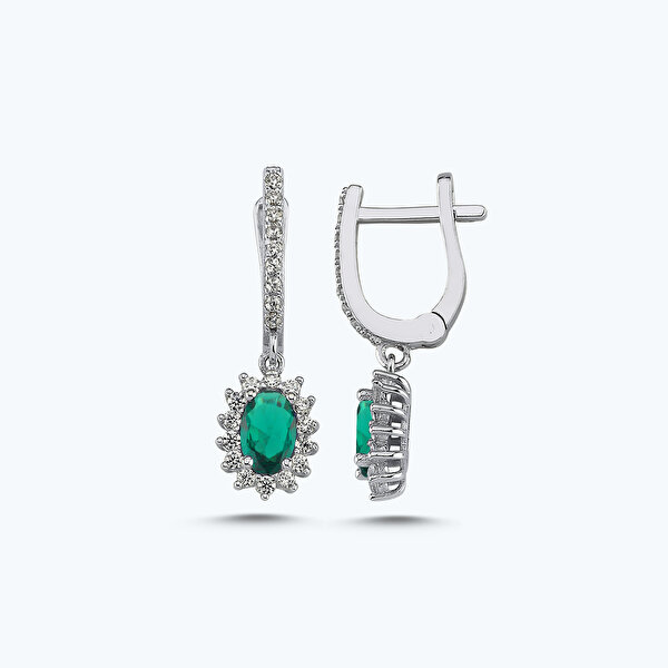 Yeşil Taşlı Altın Üçlü Oval Set