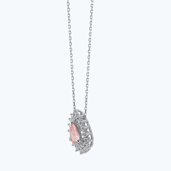 Pembe Taşlı Altın Üçlü Damla Set
