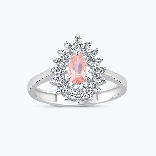 Pembe Taşlı Altın Üçlü Damla Set