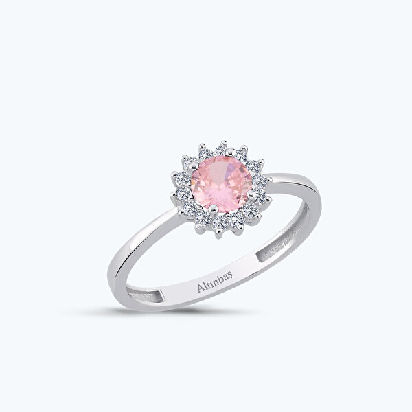 Pembe Taşlı Altın Üçlü Set
