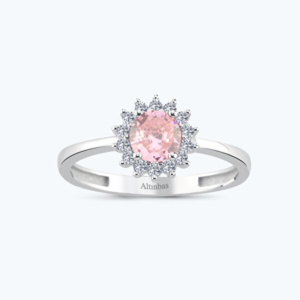 Pembe Taşlı Altın Üçlü Set
