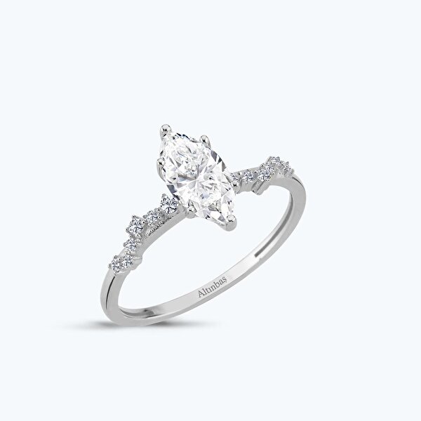 Altın Kolları Taşlı Markiz Tektaş Yüzük