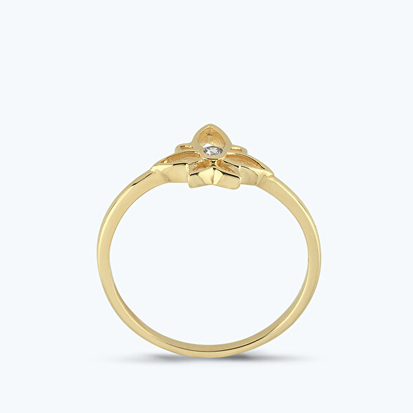 Altın Tektaş Lotus Çiçeği Yüzük