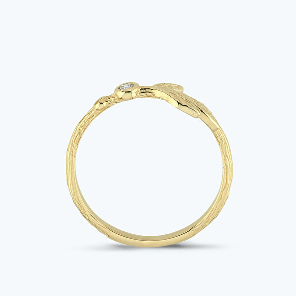 Altın Çift Taşlı Yaprak Yüzük