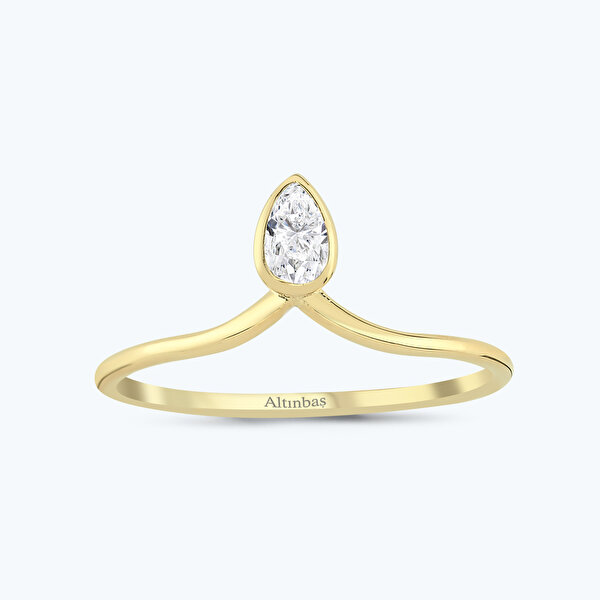 Altın Tektaş Damla Yüzük