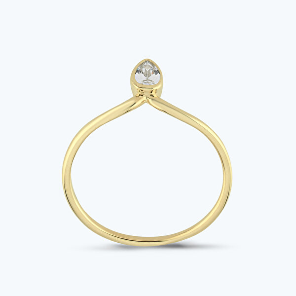 Altın Tektaş Damla Yüzük