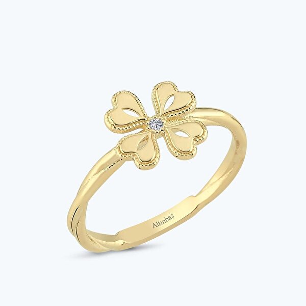 Altın Tektaş Yonca Yüzük