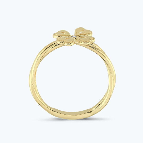 Altın Tektaş Yonca Yüzük