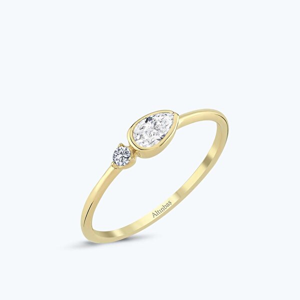 Altın Damla Taşlı Yüzük