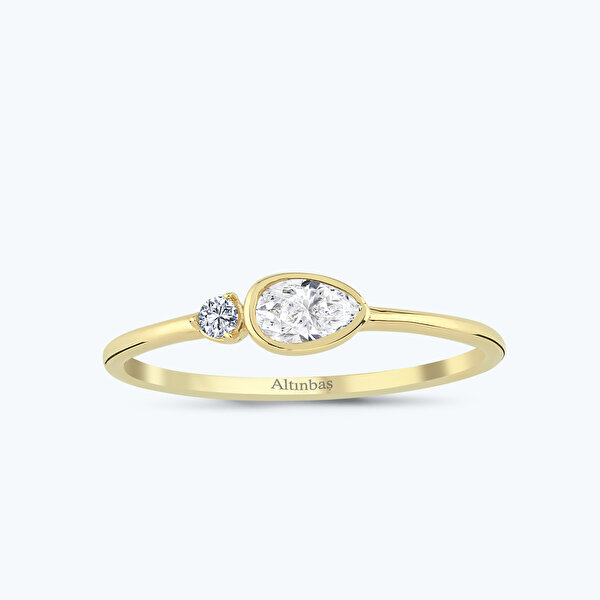 Altın Damla Taşlı Yüzük
