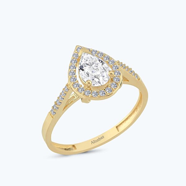 Altın Damla Tektaş Yüzük