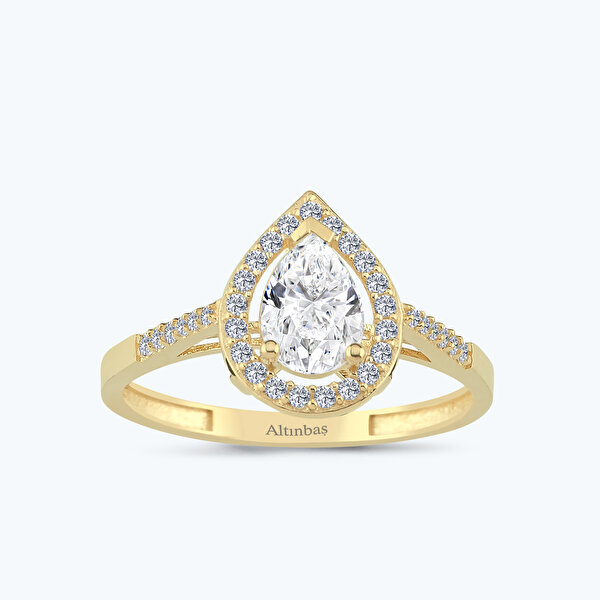 Altın Damla Tektaş Yüzük