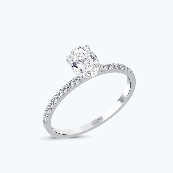 Altın Kolları Taşlı Oval Yüzük