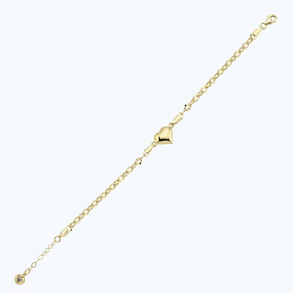 Altın Kalp Zincir Bileklik