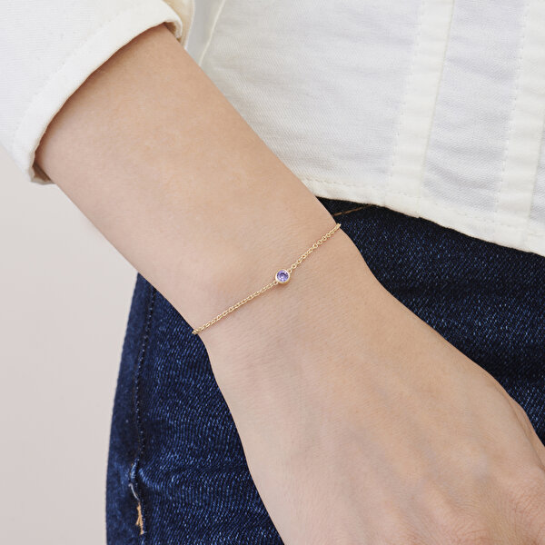 Mor Taşlı Altın Bileklik