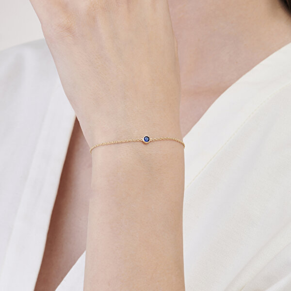 Mavi Taşlı Altın Bileklik