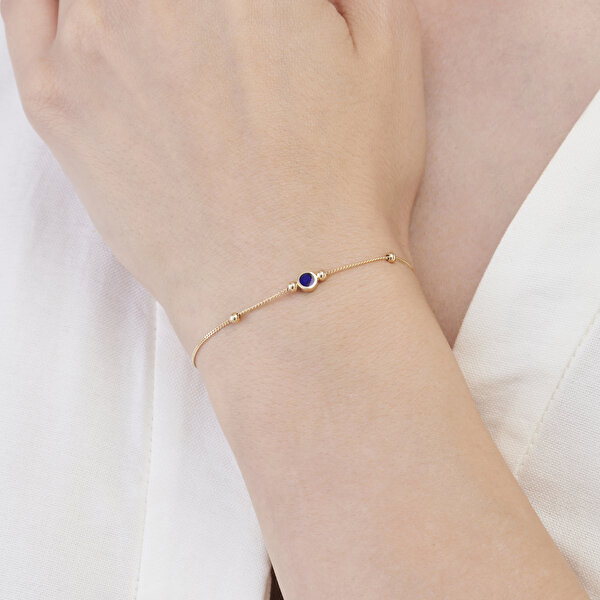 Mavi Taşlı Altın Bileklik