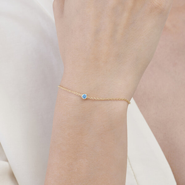 Mavi Taşlı Altın Bileklik