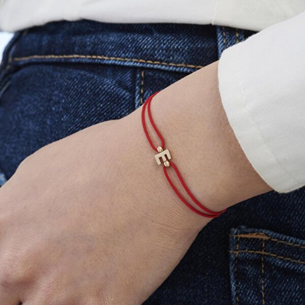 Altın İpli E Harfi Bileklik