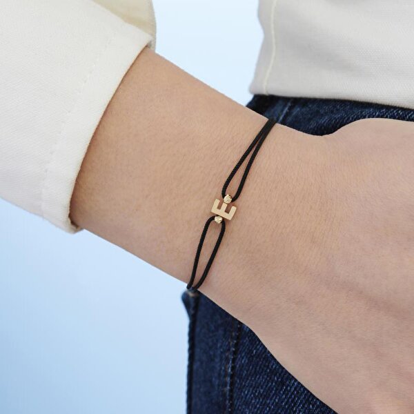 Altın İpli E Harfi Bileklik