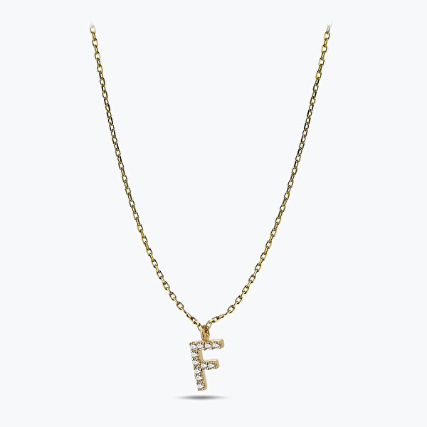 Altın F Harfi Kolye