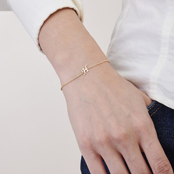 Altın H Harfi Bileklik