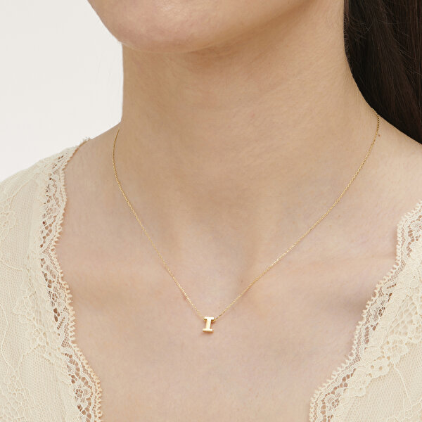 Altın I Harfi Kolye