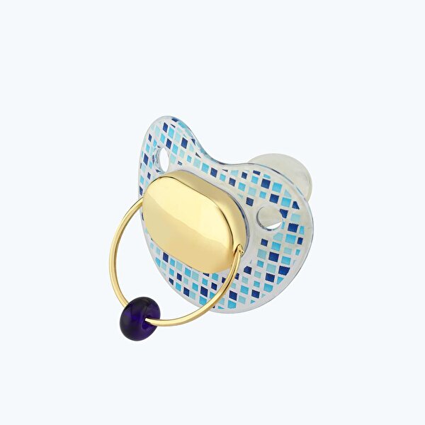 Altın Bebek Mavi Taşlı Emzik