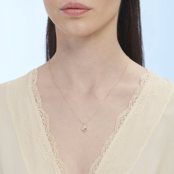 Altın Kalp Tektaş Kolye