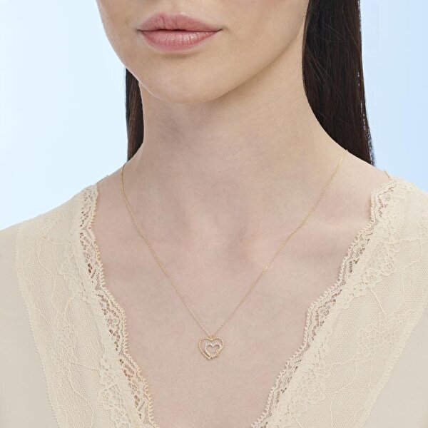 Altın Çift Kalp Kolye
