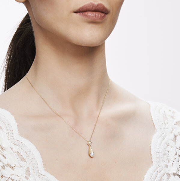 Altın İnci İstiridye Kolye