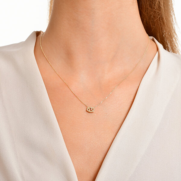 Altın Burç Yengeç Kolye