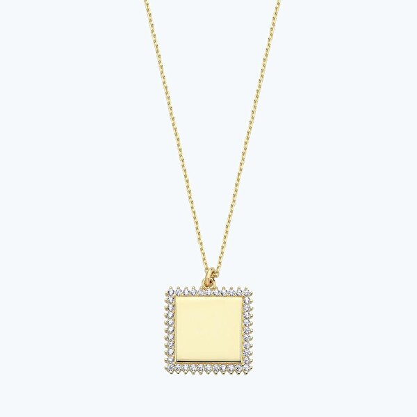 Altın İsimli Taşlı Plaka Kolye