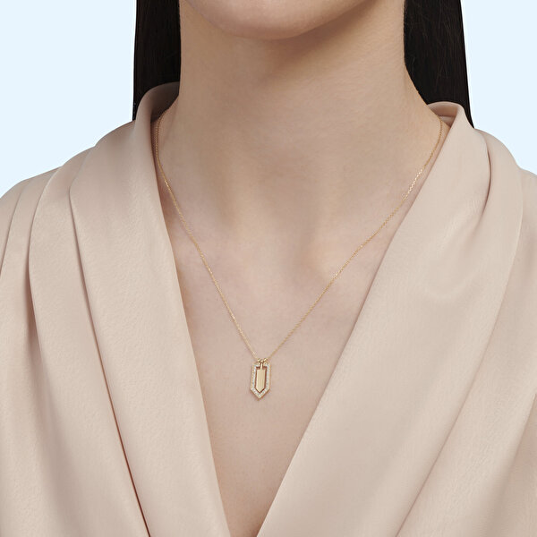 Altın Taşlı Plaka Kolye