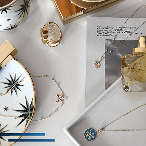 Altın Kar Tanesi Kolye