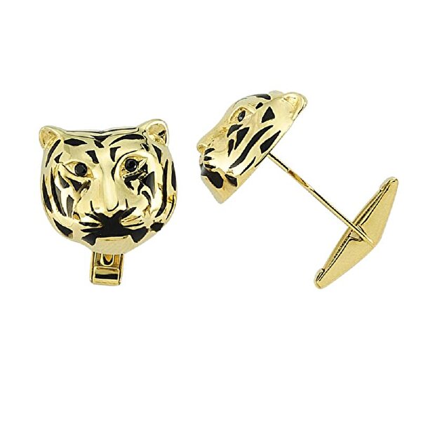 Altın Erkek Kaplan Kol Düğmesi